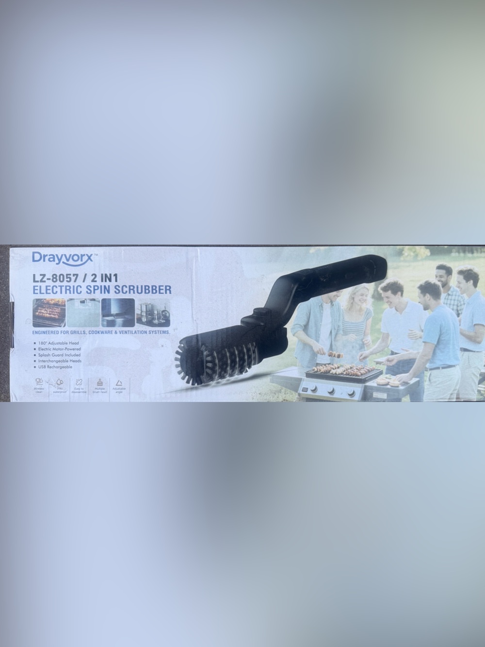 Black 2-in-1 Electric Spin Scrubber for Men’s Grills & Cookware